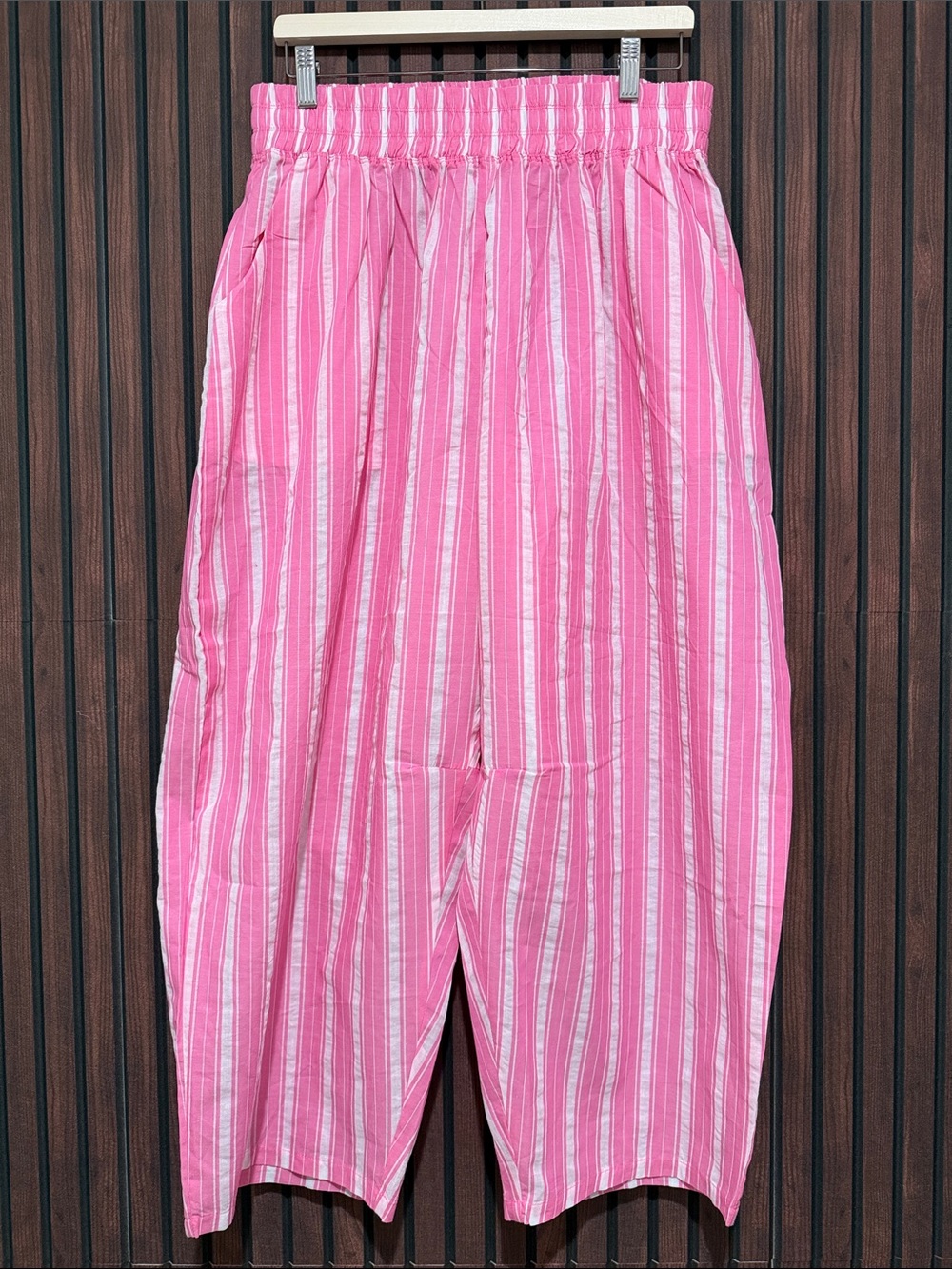 NWT Oddi Pink Stripe Cotton Barrel Leg Pants 1XL